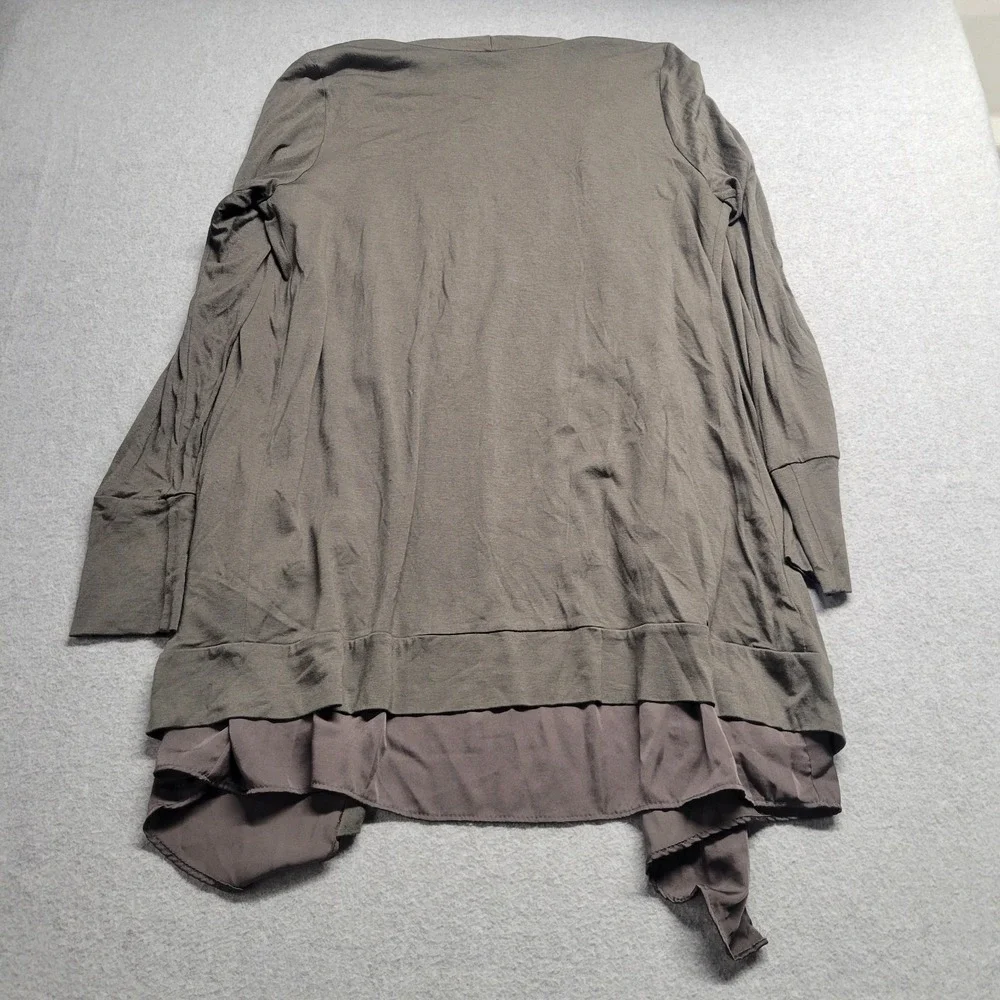 Saturday Sunday Anthropologie Mixed Media Open Front Cardigan Olive Green Large